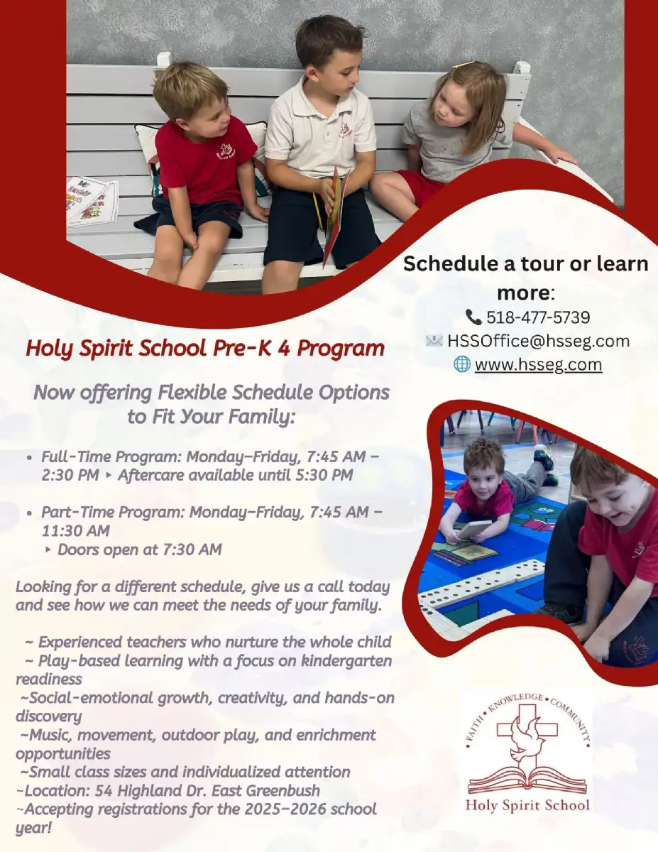 Flexible Options Now Available in Pre-k 4 at Holy Spirit School! 